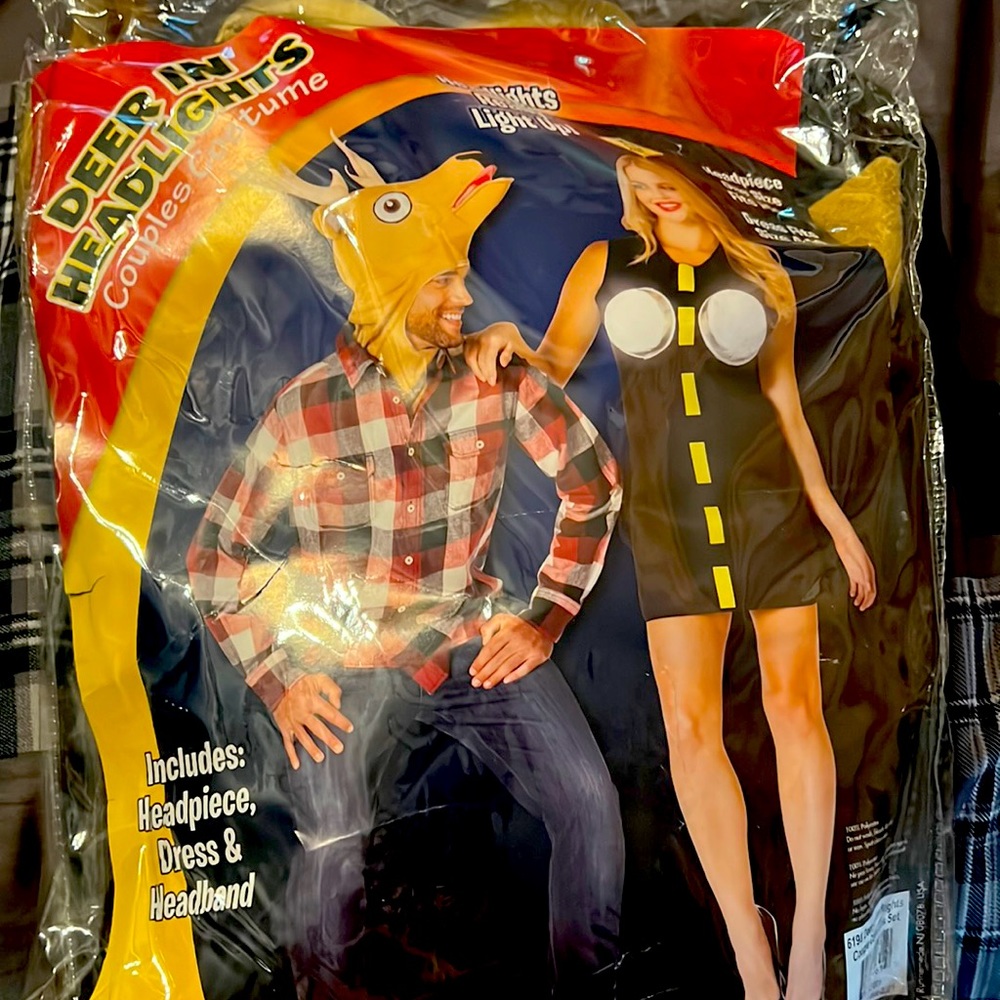 Deer in headlights couples Halloween costume